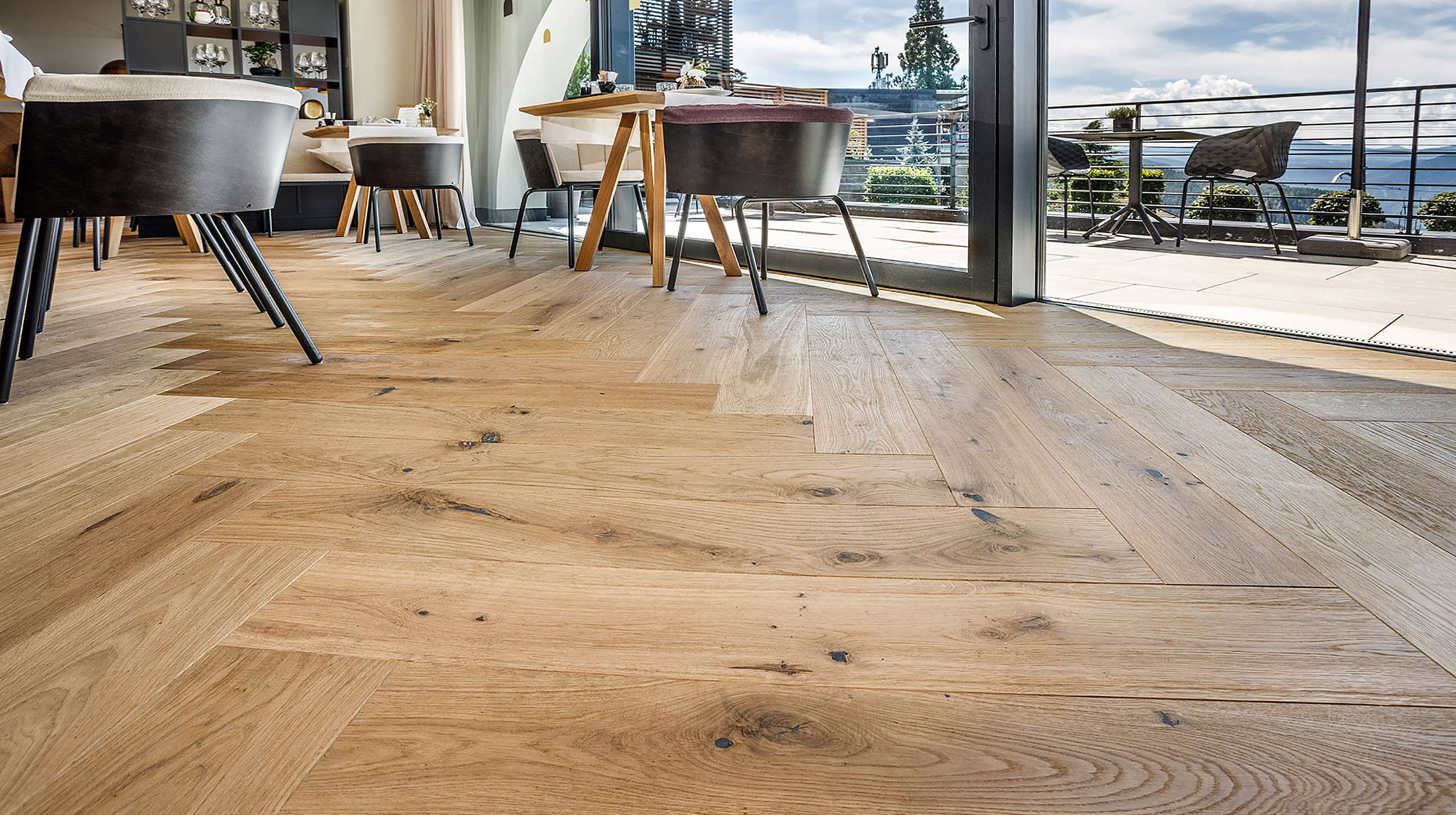 Floor, flooring, herringbone parquet, oak, indoors, wood